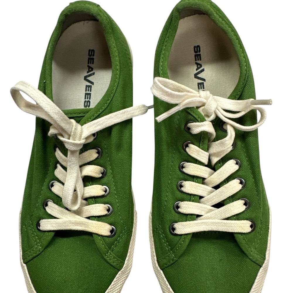 SeaVees Monterey Green Canvas Sneaker Removable Insole Lace Size 6.5 Preowned - Picture 2 of 7